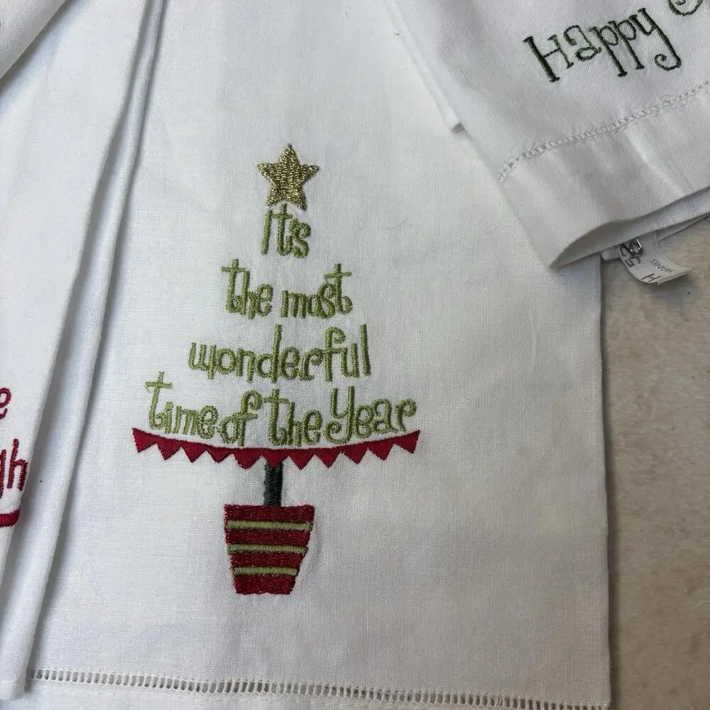 Christmas Tea Towels Bed Bath Beyond Christmas Trees Happy Jollydays Mittens 4